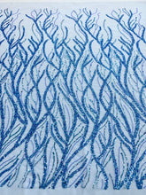 Dantela Couture Sky Blue cu Siraguri, cu Margele si Paiete