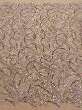 Csipke Couture Arany Rózsa geometrikus mintával, gyöngyökkel és flitterekkel