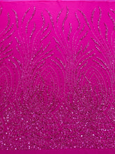 Dantela Couture Fucsia gyöngyökkel, gyöngyökkel és flitterekkel díszített panellel
