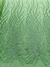 Dantela Couture Pisztácia mintával, gyöngyökkel és flitterekkel