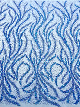 Dantela Couture Égkék gyöngyökkel, gyöngyökkel és flitterekkel