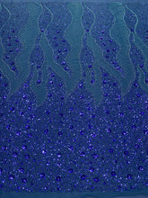 Dantela Couture Tengerészkék Geometriai Mintával és Virágokkal, Gyöngyökkel és Flitterekkel