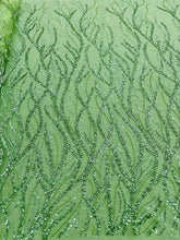 Dantela Couture Pisztácia gyöngyökkel, gyöngysorokkal és flitterekkel