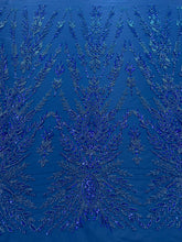 Dantela Couture Tengerészkék Szimmetrikus Mintával, Gyöngyökkel és Flitterekkel