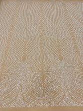 Dantela Couture Ivory cu Panou, cu Perle, Margele si Paiete