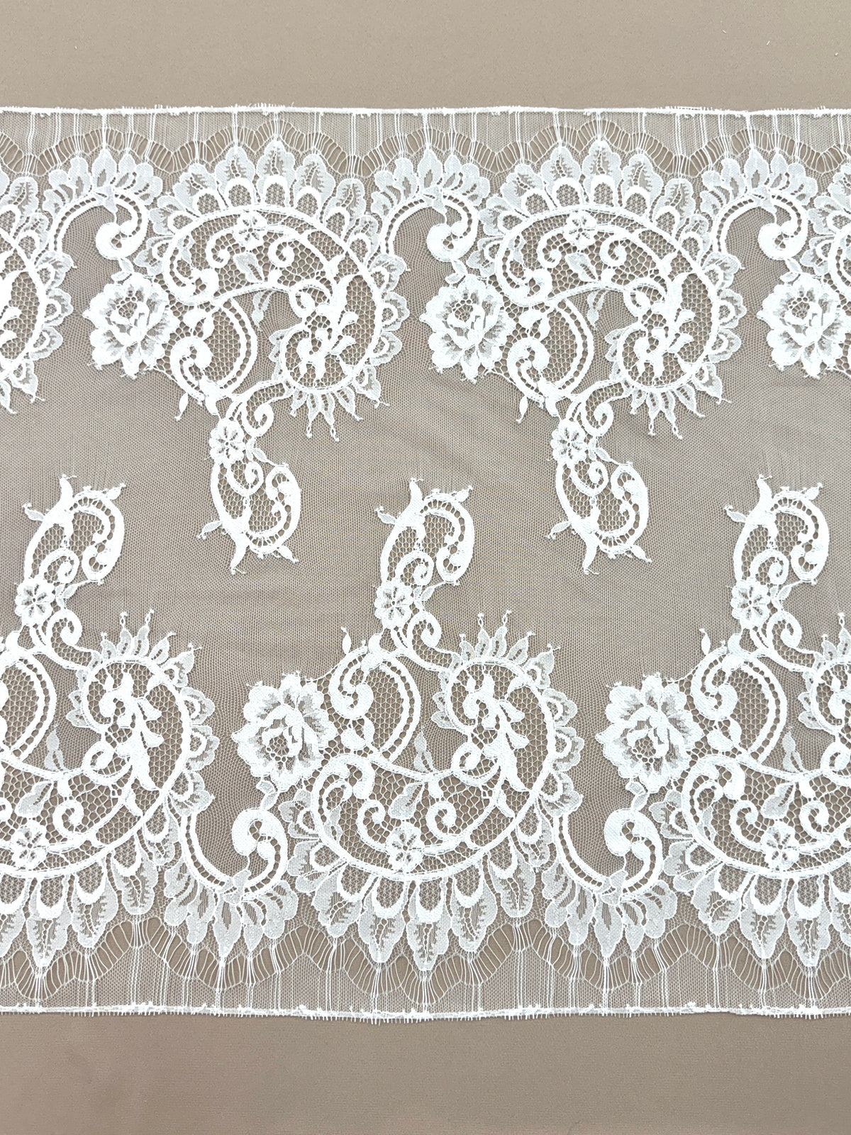 Dantela Bordura Dubla Chantilly Ivory - Cupon 3 m