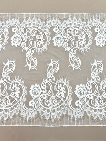 Dantela Bordura Dubla Chantilly Ivory - Cupon 3 m