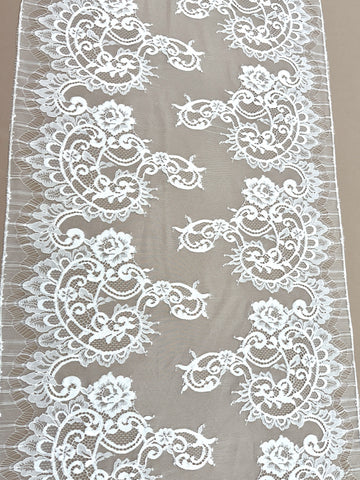 Dantela Bordura Dubla Chantilly Ivory - Cupon 3 m