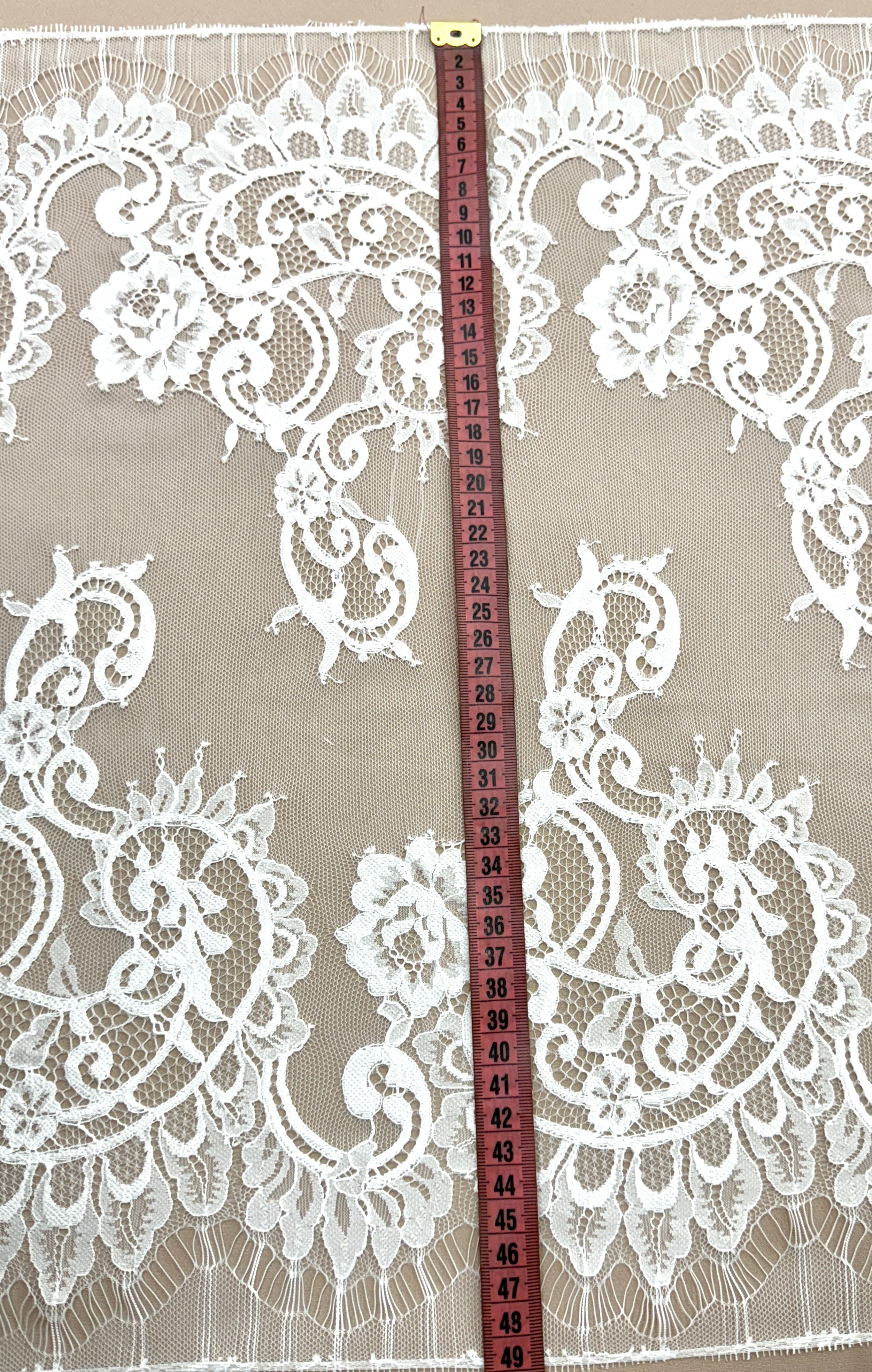 Dantela Bordura Dubla Chantilly Ivory - Cupon 3 m