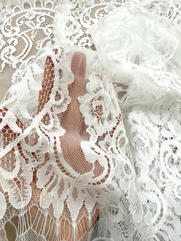 Dantela Bordura Dubla Chantilly Ivory - Cupon 3 m