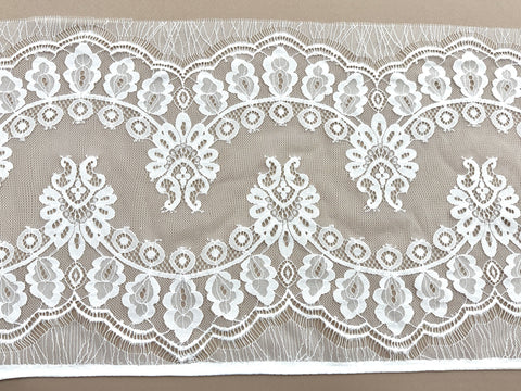 Dantela Bordura Dubla Chantilly Ivory - Cupon 3 m