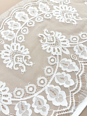 Dantela Bordura Dubla Chantilly Ivory - Cupon 3 m
