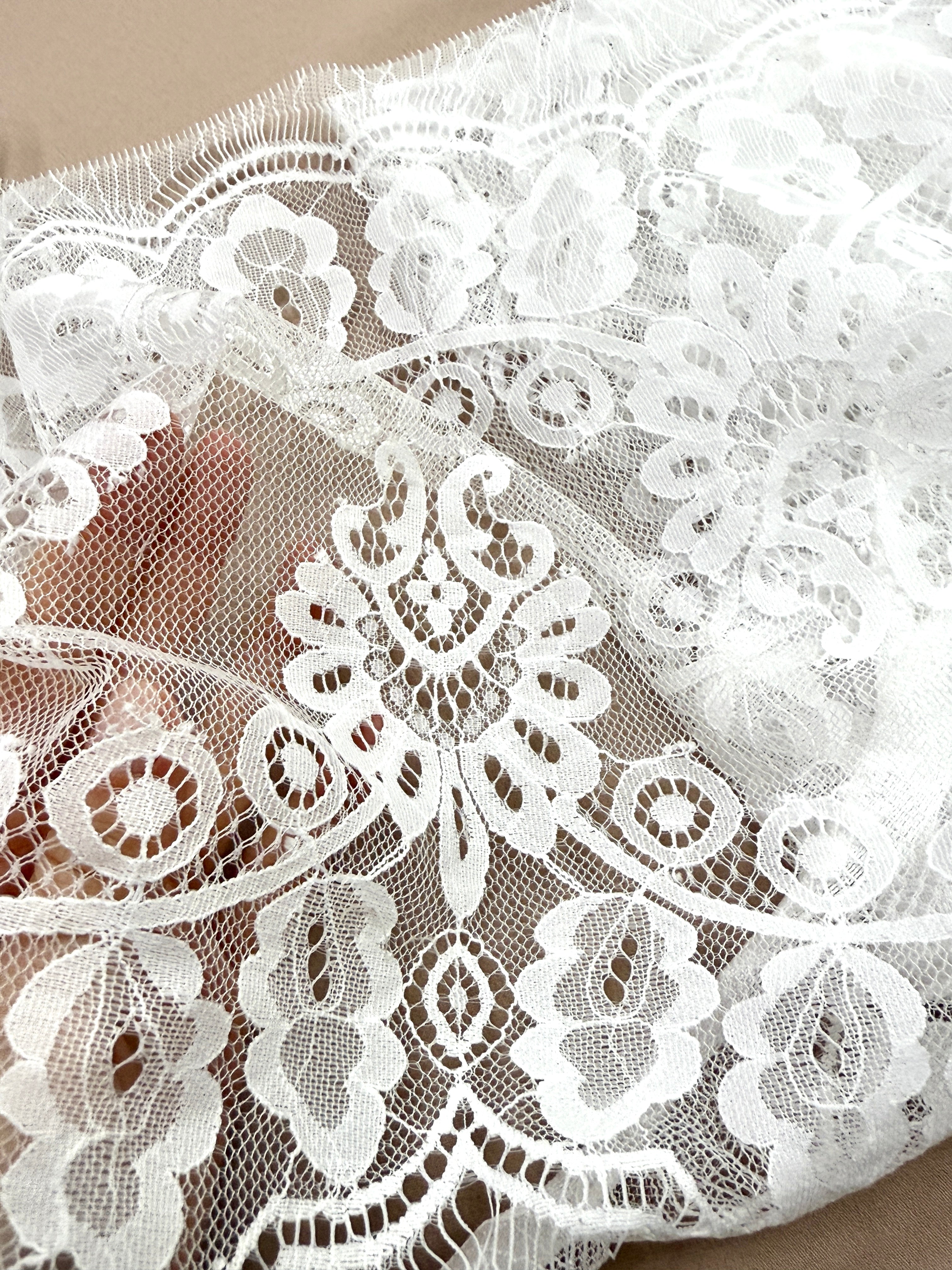 Dantela Bordura Dubla Chantilly Ivory - Cupon 3 m