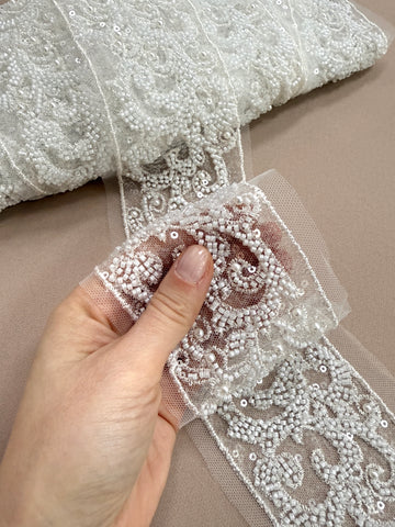 Brau Ivory cu Margele, Perle Si Paiete