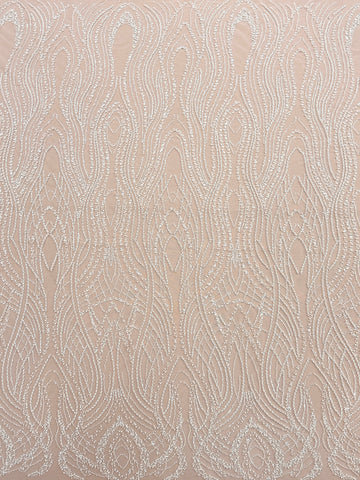 Dantela Couture Ivory cu Perle, Margele si Paiete