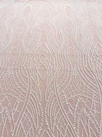 Dantela Couture Ivory cu Perle, Margele si Paiete