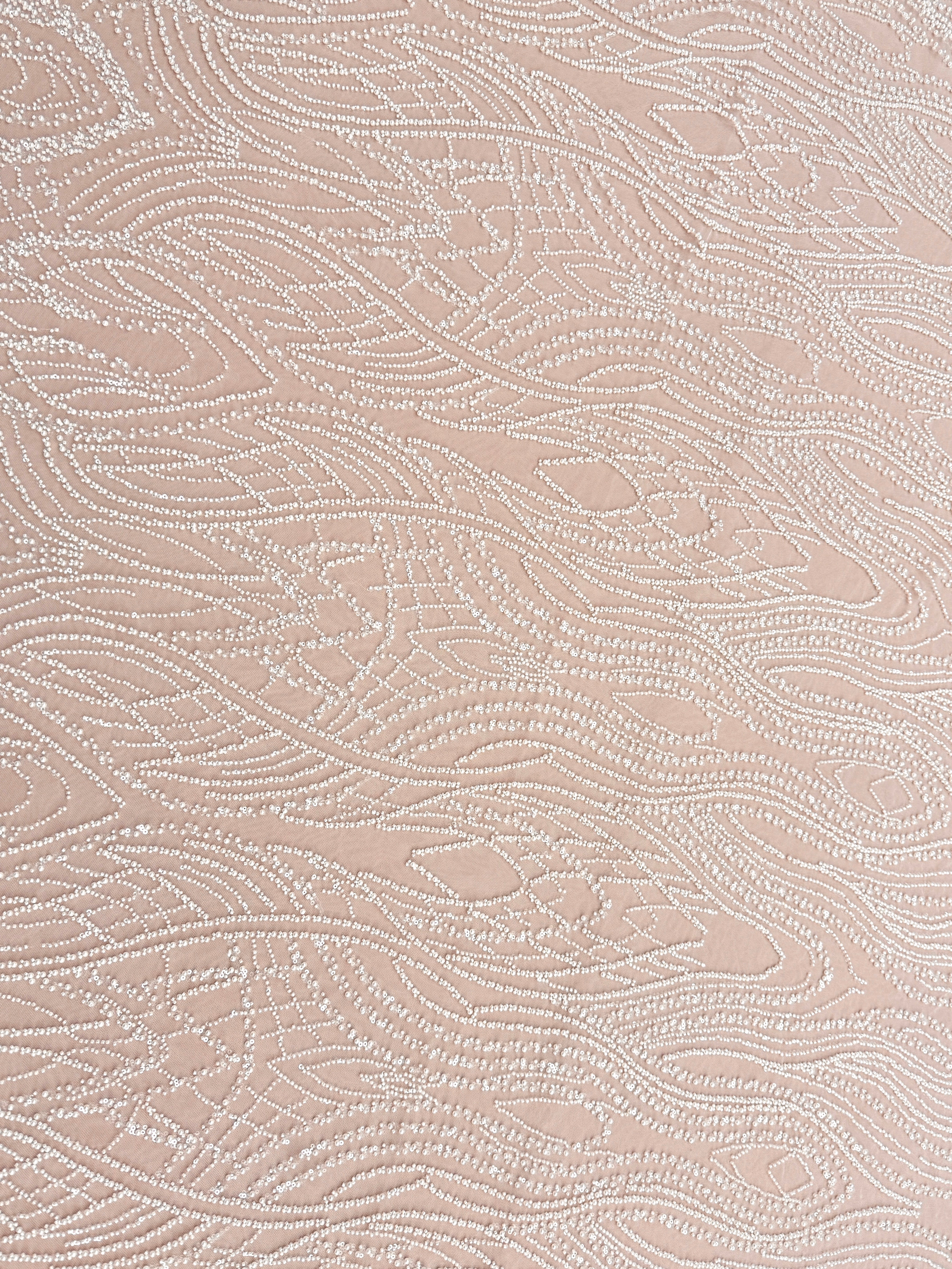 Dantela Couture Ivory cu Perle, Margele si Paiete