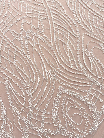 Dantela Couture Ivory cu Perle, Margele si Paiete