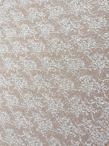 Dantela Chantilly Ivory cu Paiete - Cupon 3 m