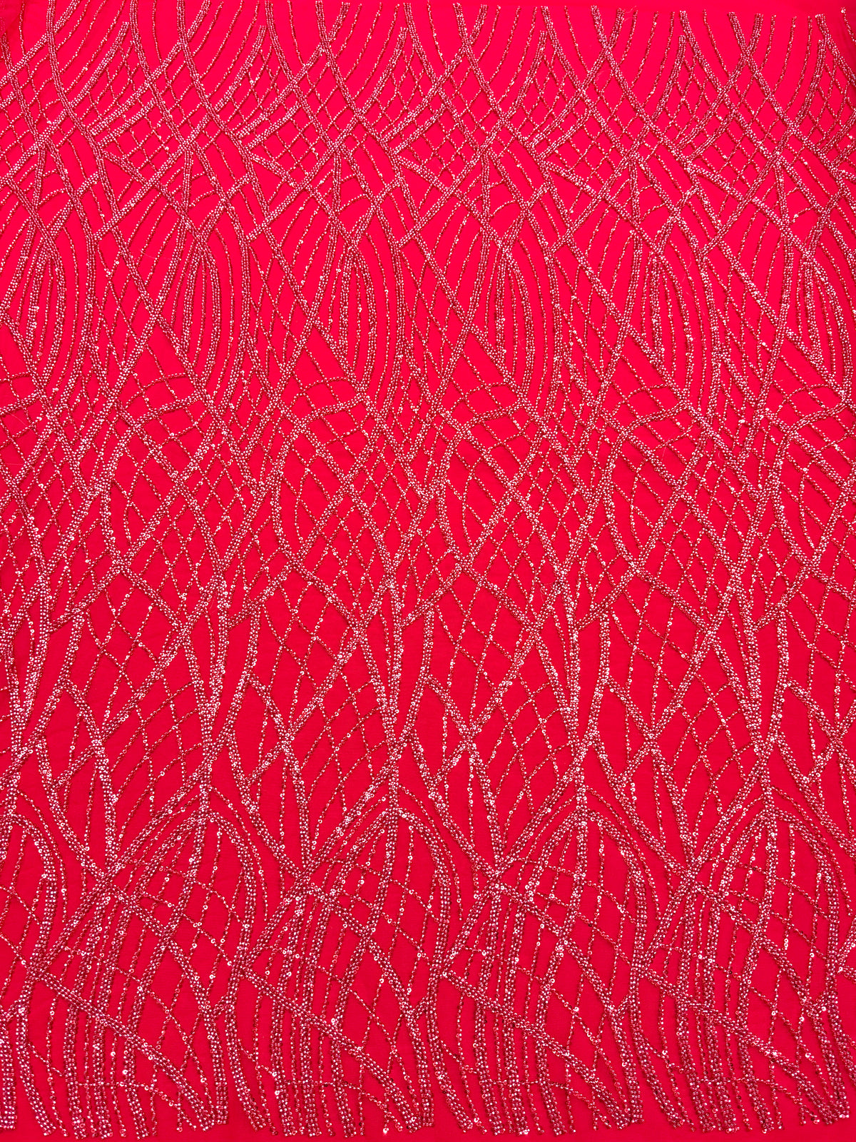 Dantela Couture Rosie cu Model Liniar, cu Margele si Paiete