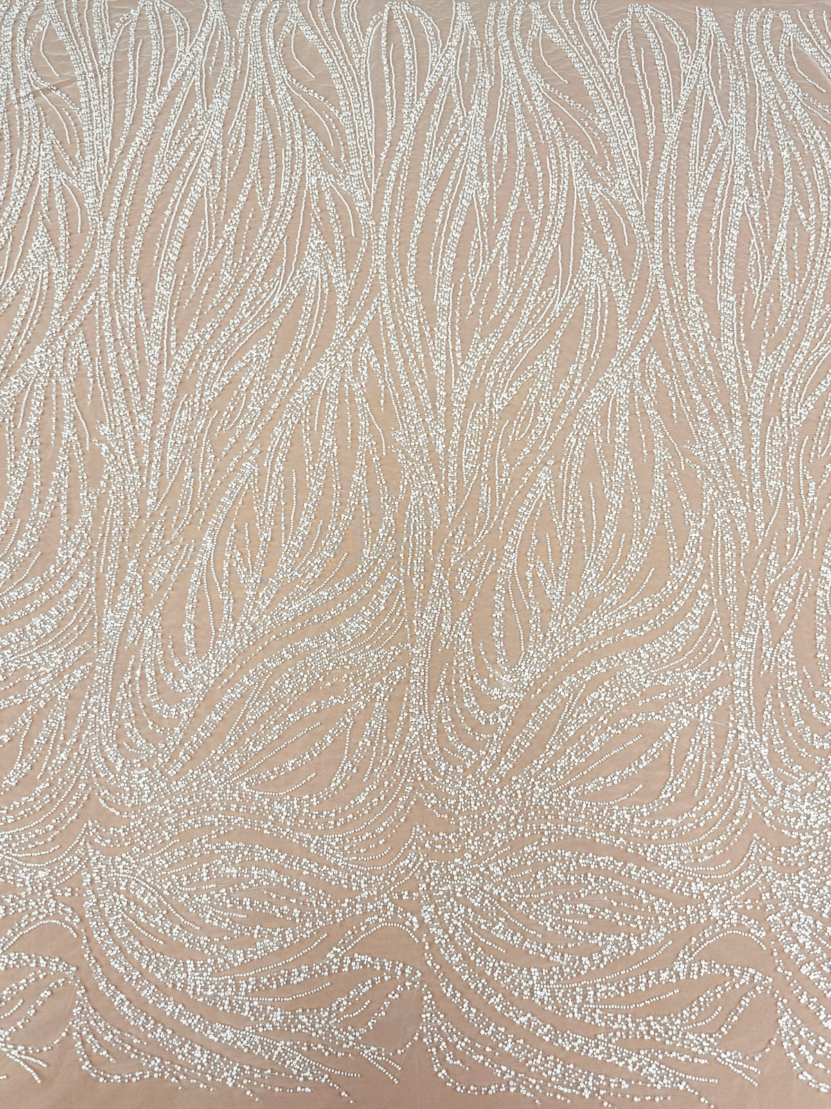 Ivory Lace with Geometric Pattern, with Pearls, Beads and Sequins