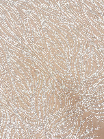 Ivory Lace with Geometric Pattern, with Pearls, Beads and Sequins