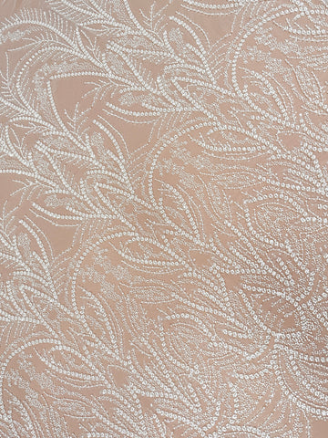 Ivory Lace with Geometric Pattern, with Pearls, Beads and Sequins