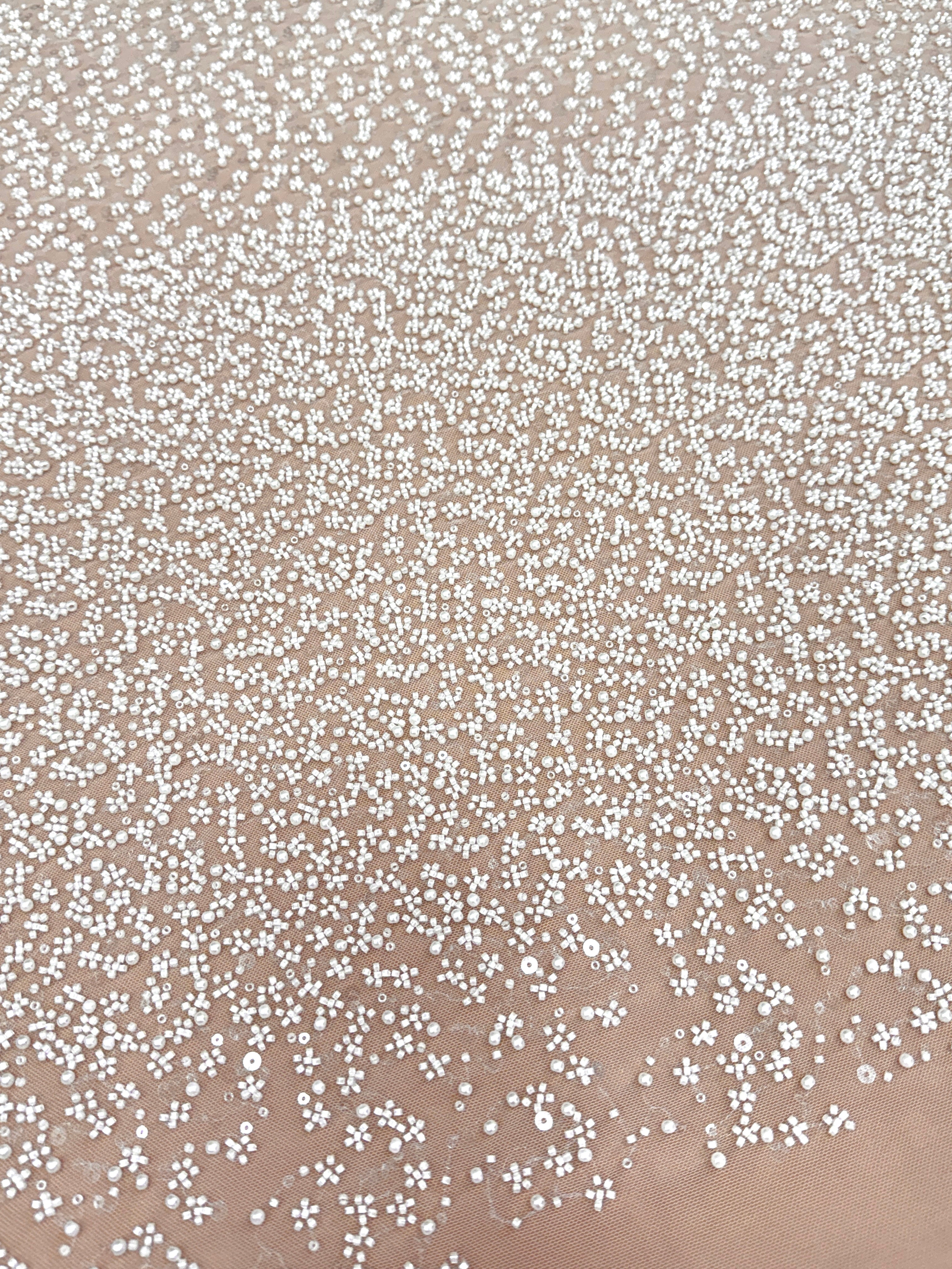 Dantela Couture Ivory in Degrade, cu Perle, Margele si Paiete