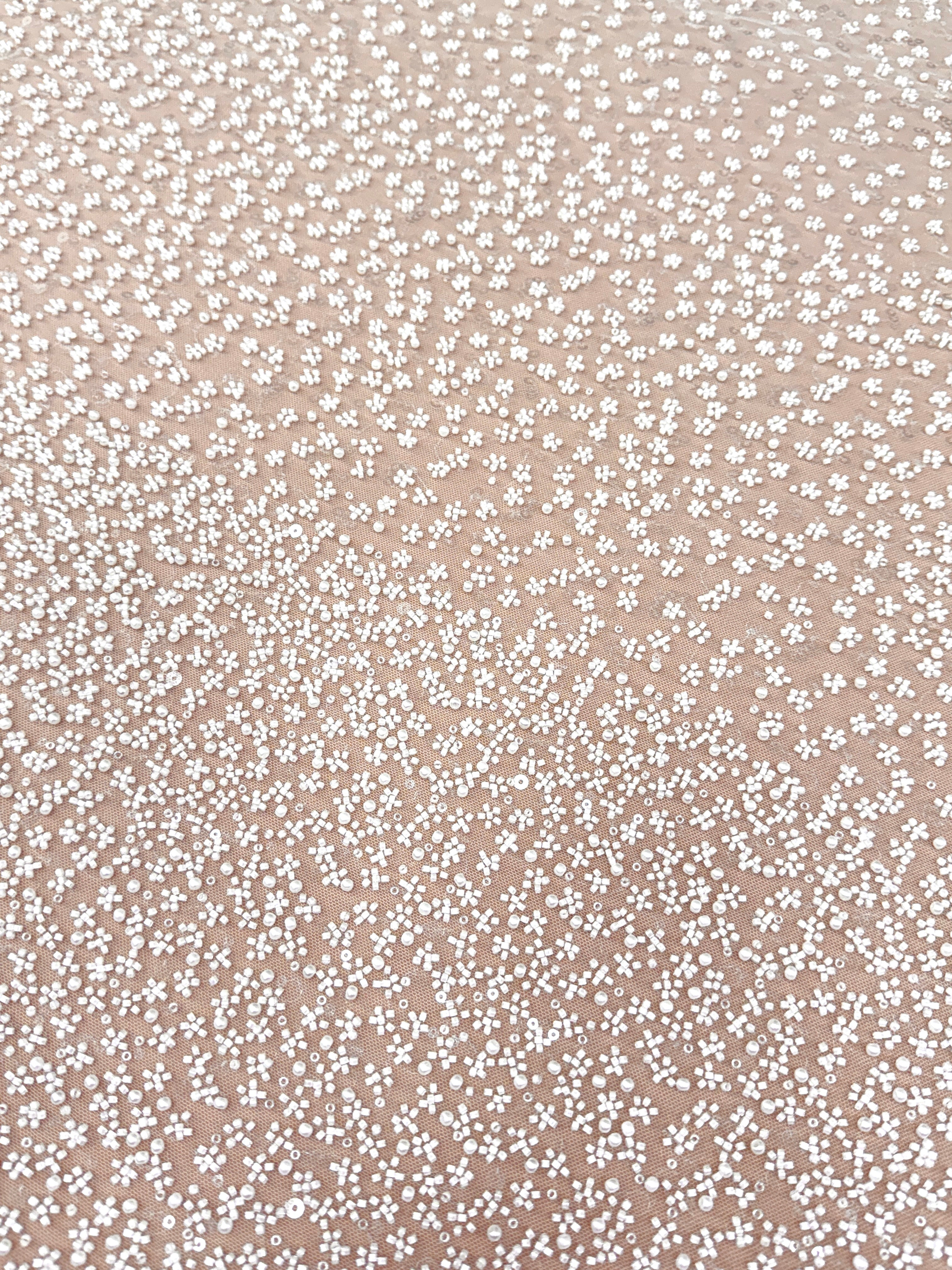 Dantela Couture Ivory in Degrade, cu Perle, Margele si Paiete