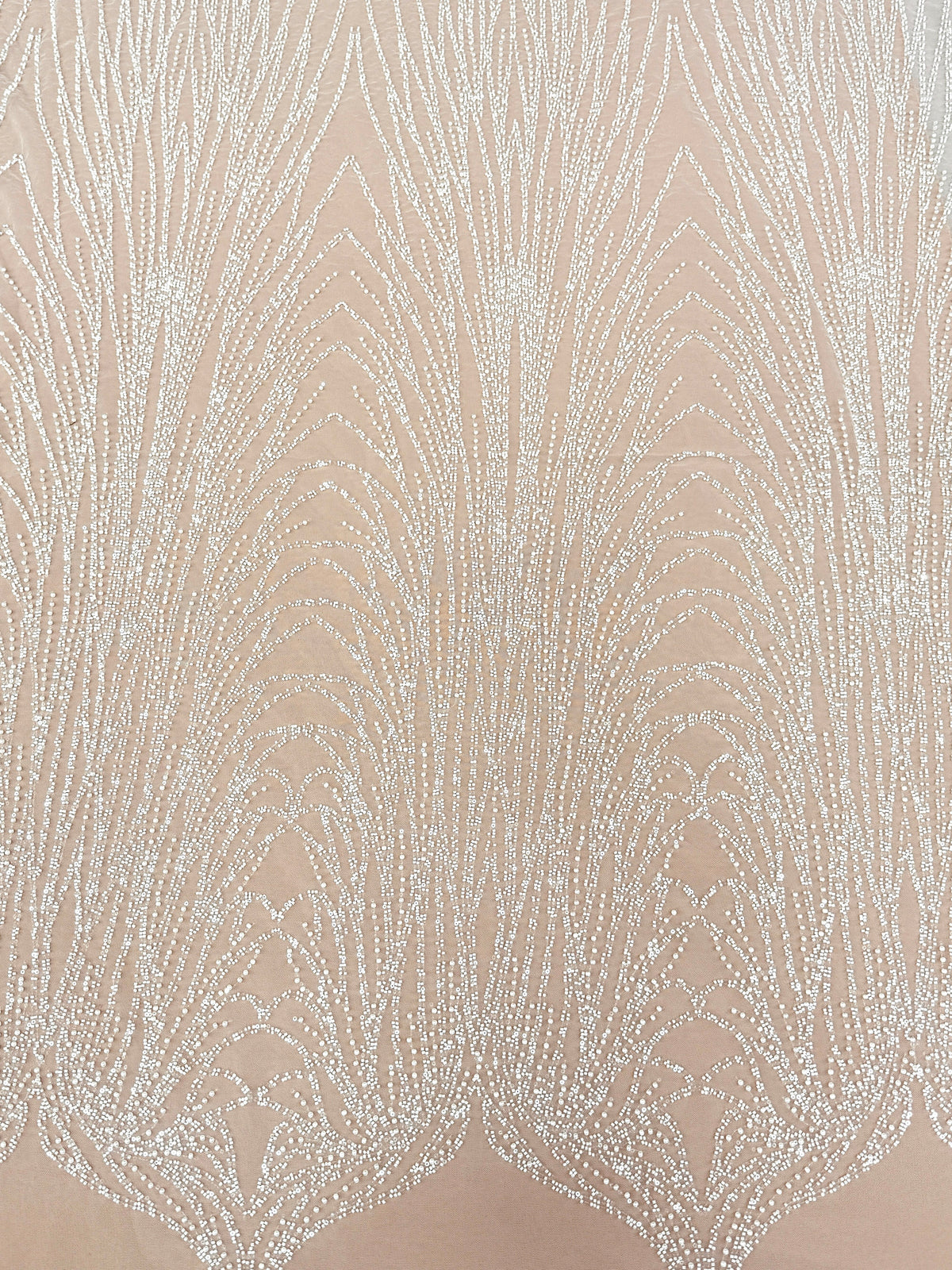 Ivory Lace with Linear Pattern, with Beads and Sequins