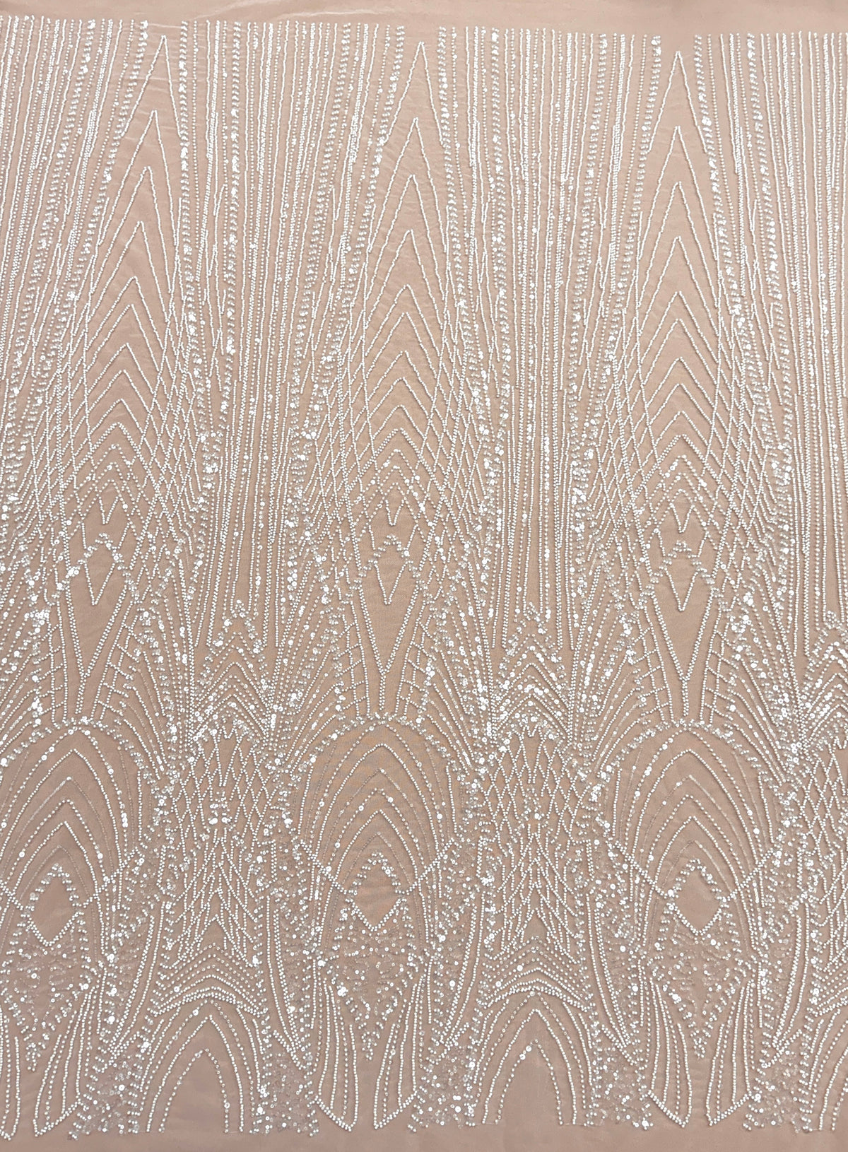 Dantela Ivory cu Panou, cu Margele si Paiete