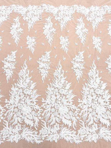 Dantela Couture Ivory virágmintás, gyöngyökkel és flitterekkel