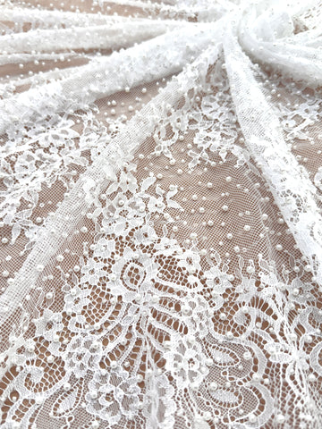 Ivory Chantilly Lace with Pearls, Beads and Sequins - 3 m Coupon