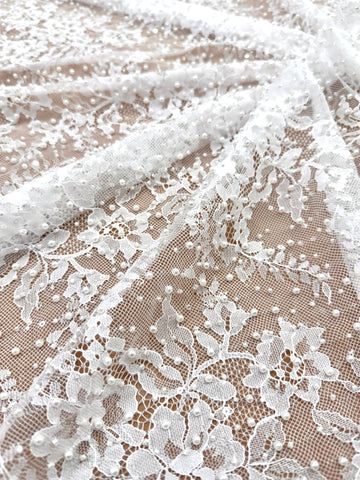 Ivory Chantilly Lace with Pearls, Beads and Sequins - 3 m Coupon