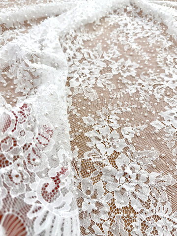 Ivory Chantilly Lace with Pearls, Beads and Sequins - 3 m Coupon