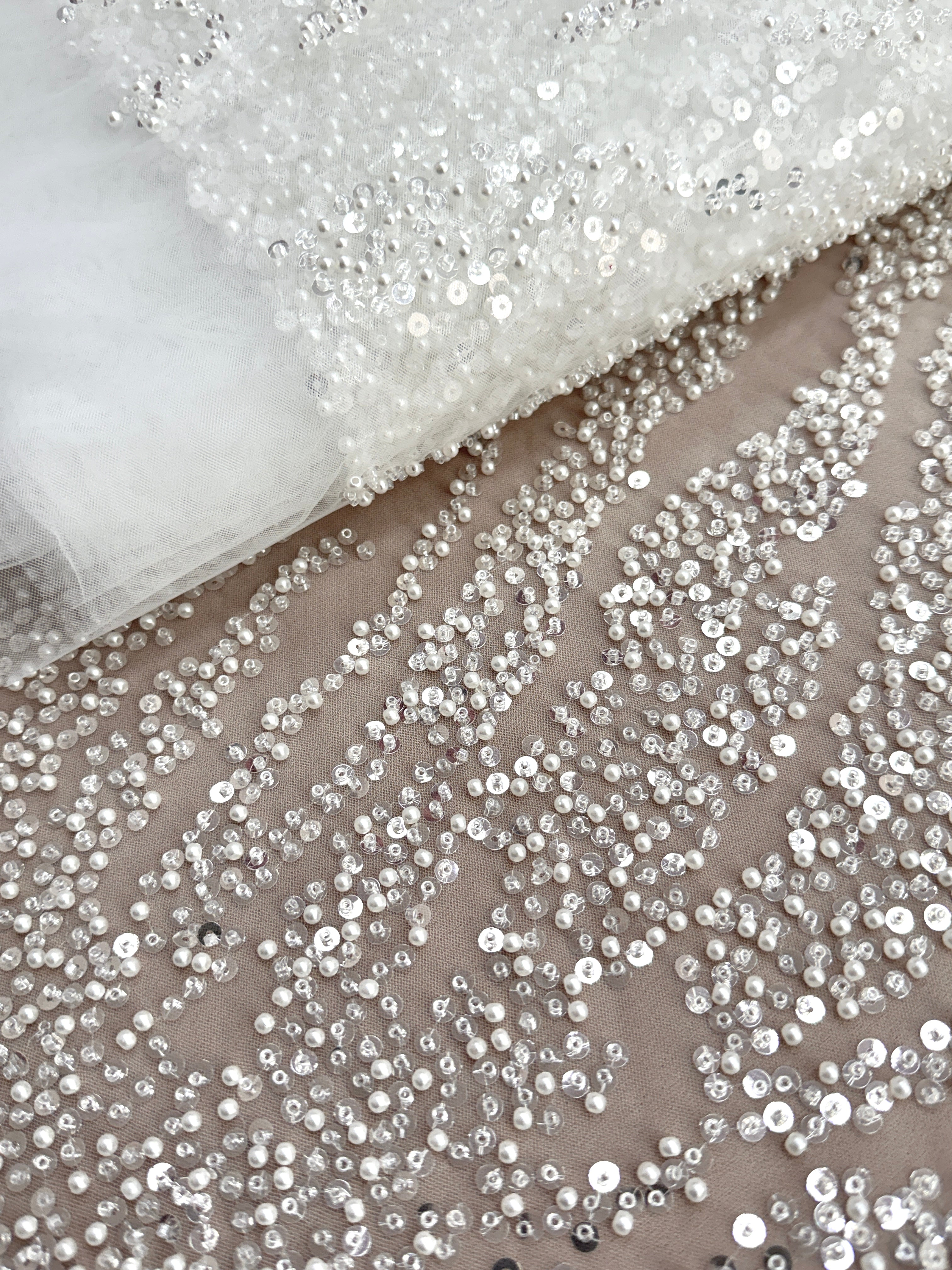 Dantela Couture Diamond cu Perle, Margele si Paiete