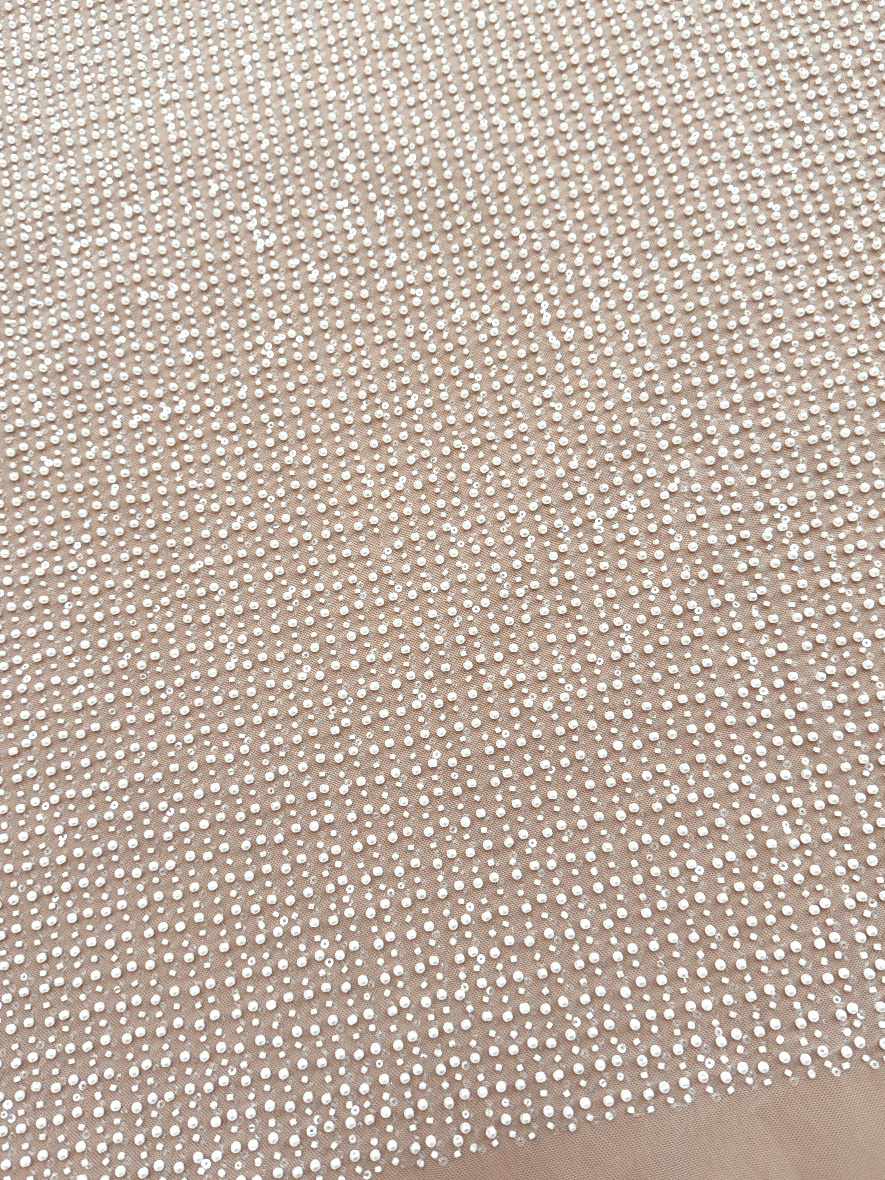 Dantela Couture Ivory Model General, cu Perle, Margele si Paiete