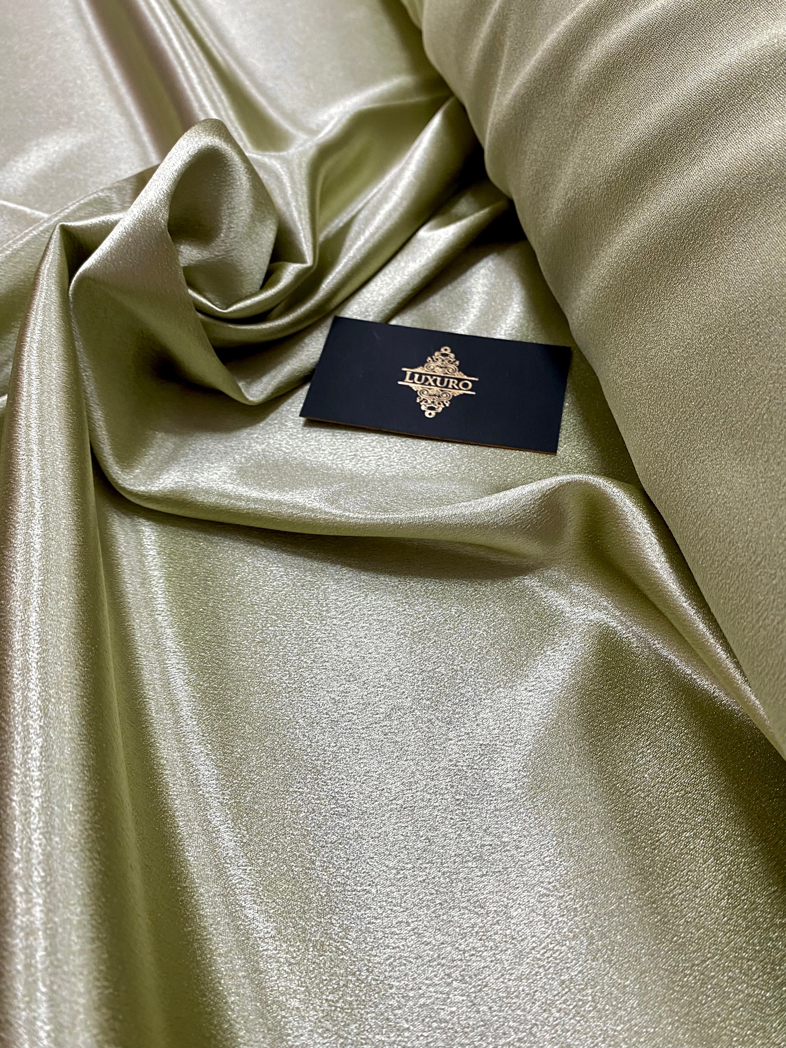 Metálfényű elasztikus taft, poros zöld