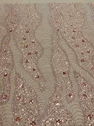 Dantela Couture Arany Rose geometriai mintával és virágokkal, gyöngyökkel és flitterekkel