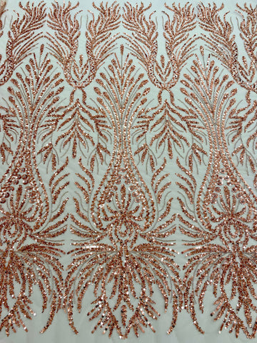 Dantela Couture Arany Rose geometriai mintával, gyöngyökkel és flitterekkel