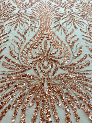 Dantela Couture Arany Rose geometriai mintával, gyöngyökkel és flitterekkel