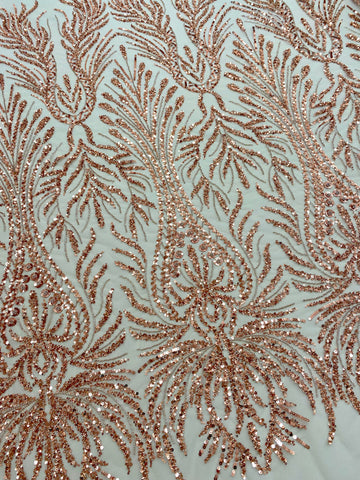 Dantela Couture Arany Rose geometriai mintával, gyöngyökkel és flitterekkel
