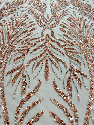 Dantela Couture Arany Rose geometriai mintával, gyöngyökkel és flitterekkel