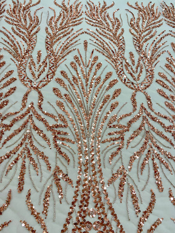 Dantela Couture Arany Rose geometriai mintával, gyöngyökkel és flitterekkel