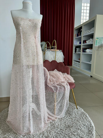 Rózsaszín Lazac Csipke Haute Couture