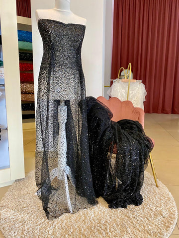 Kupon 1,56 m - Fekete Haute Couture csipke