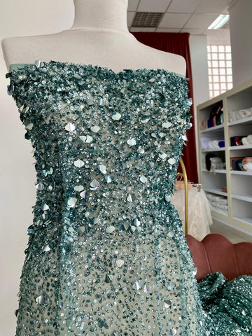 Zöld vagy kacsa csipke Haute Couture