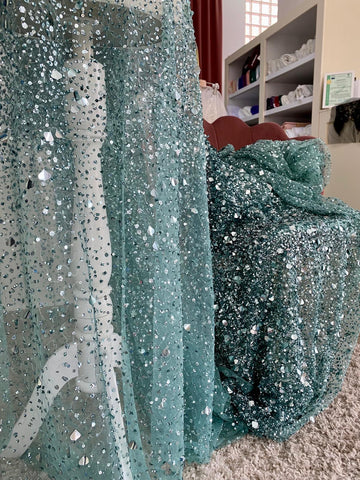 Zöld vagy kacsa csipke Haute Couture