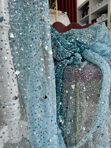 Dantela Bleu Prafuit Haute Couture