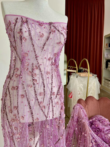 Kupon 0,7 m - Lavanda Haute Couture csipke